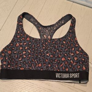 Leopard Print Sports Bra - Black and Brown